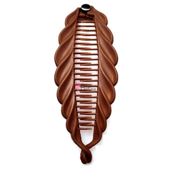 Accesoriu tip banana pentru prins parul din plastic PZS007MM - Maro Mediu